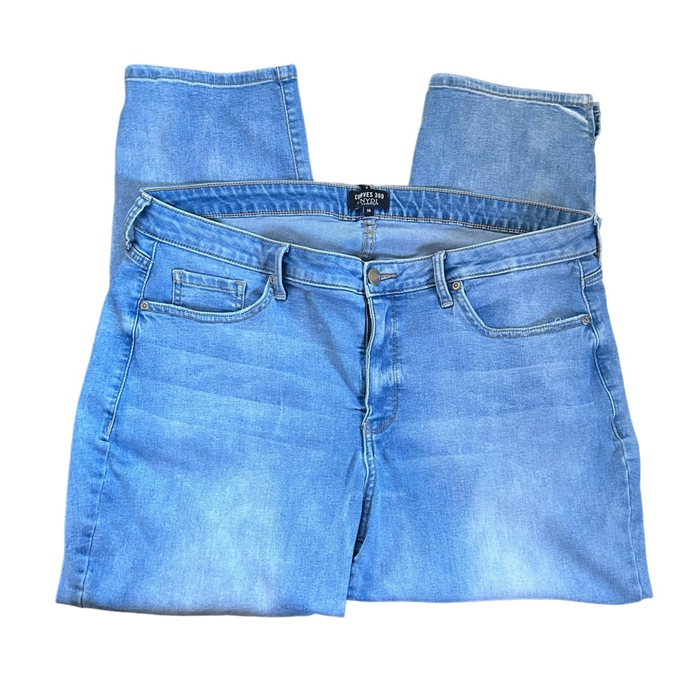 NYDJ Curves 360 Slim Straight Ankle Jeans Stretch Denim Casual Size 16 Short